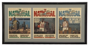 Michael Jordan,Magic Johnson and Patrick Ewing Signed and Framed "The National" Issue Number One!